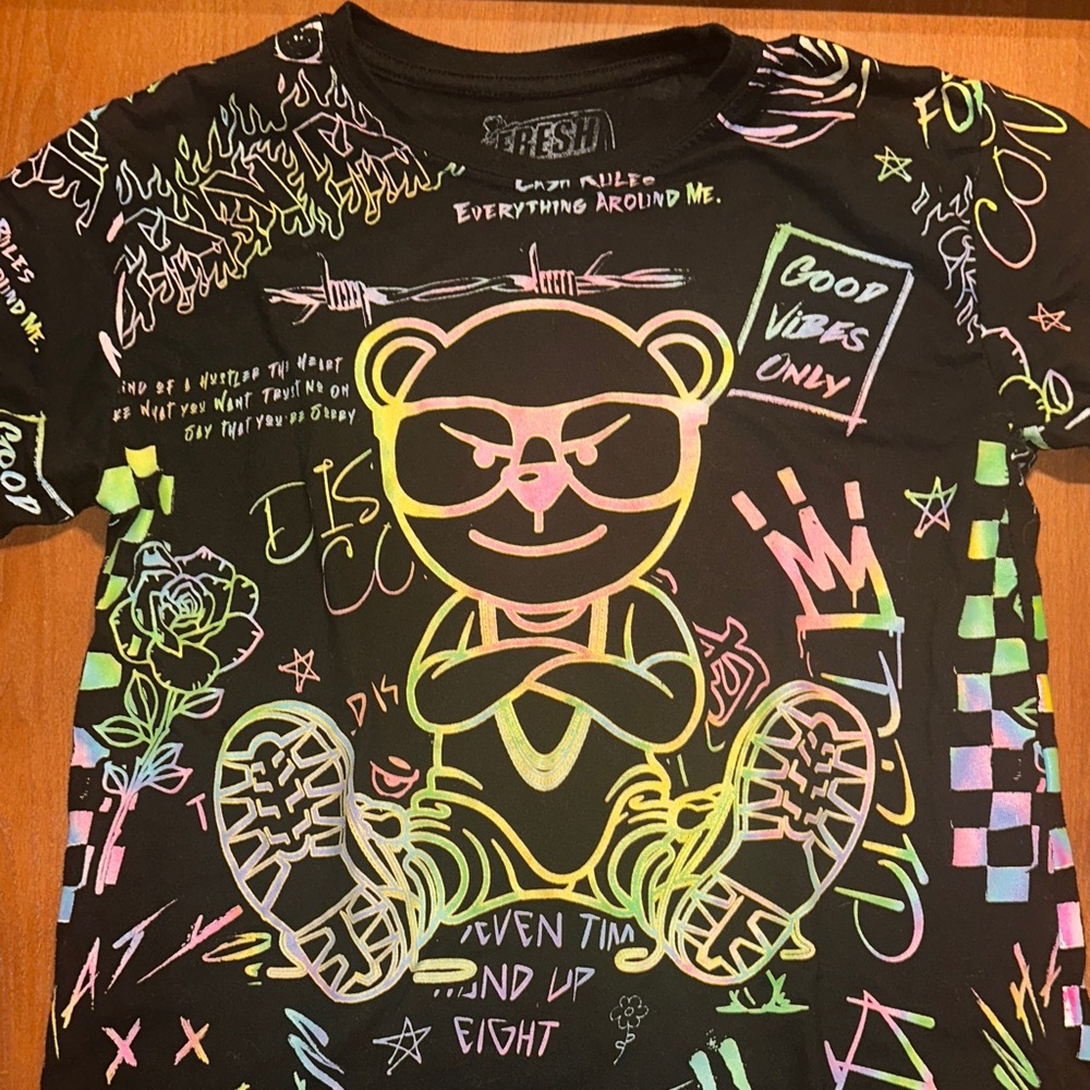 Fresh Laundry Graphic T-Shirt - Black with Multicolor Accents